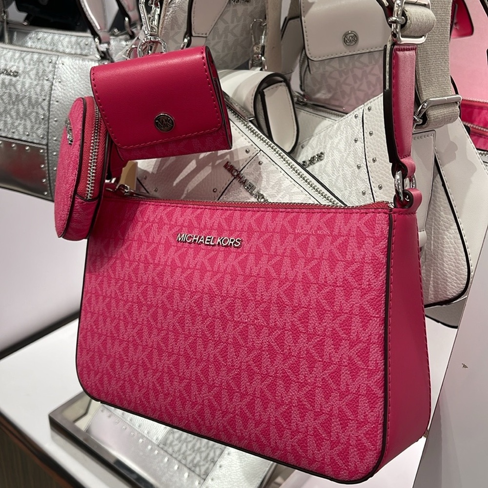 Michael Kors Jet Set Signature Logo Crossbody Bag with Case Apple Airpods Pro® - Picture 5 of 16